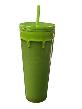 Starbucks Halloween Slime Green Drip Glow In The Dark Venti Tumbler Cold Cup